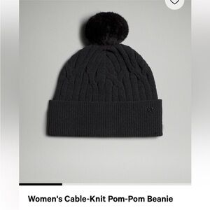 NWT Lululemon Women's Cable Knit Pom Beanie One Size In Black